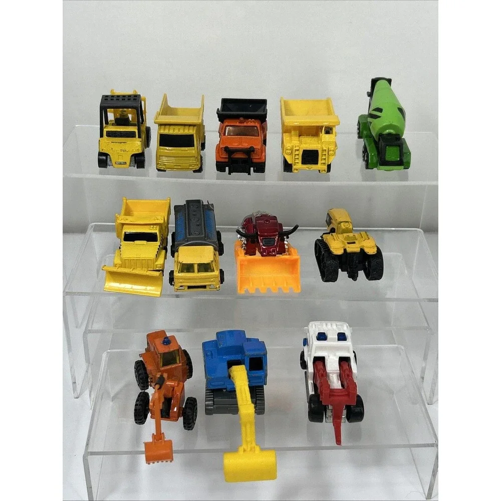 Vtg Hot Wheels Construction Lot Dump Cement Tow Truck Excavator Caterpillar